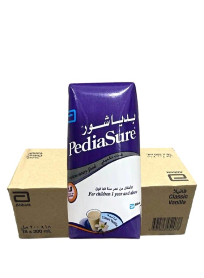 بدياشور حليب بدياشور مكمل غذائي للاطفال  ( Pediasure 200ml ) الكرتون عبوة 18 حبة - Image 2